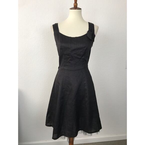 Rinascimento Dress Fit Flare Tank Tulle Linen Black FLAWS - Picture 1 of 12